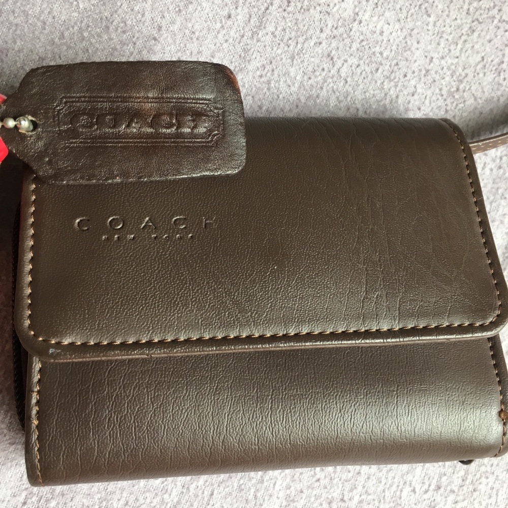 Coach Brown Leather Strapped Wallet